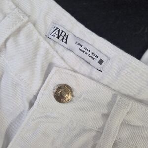 Zara White Denim High-Waist Jeans - Jeans Taille Haute Blanc